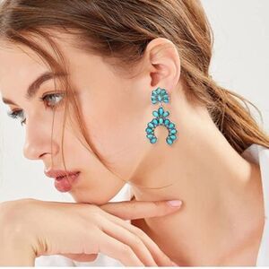 Fashion Jewelry Blue Turquoise Western Drop Dangle Boho Bohemian Earrings # 152 